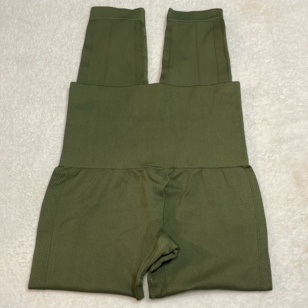 Homma Olive Green High-Waisted Leggings - Picture 3 of 10